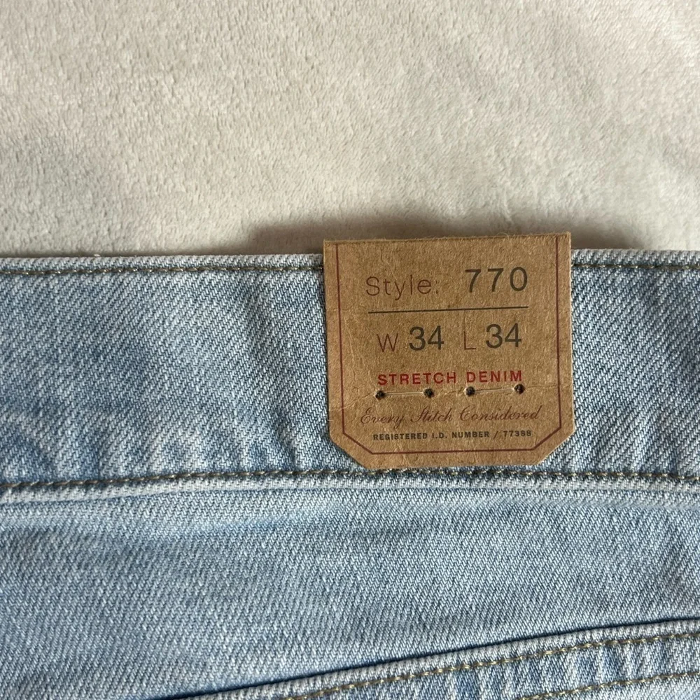 NWT J. Crew 770 34W 34L Blue Straight Stretch Cotton Light Wash Jeans C13
